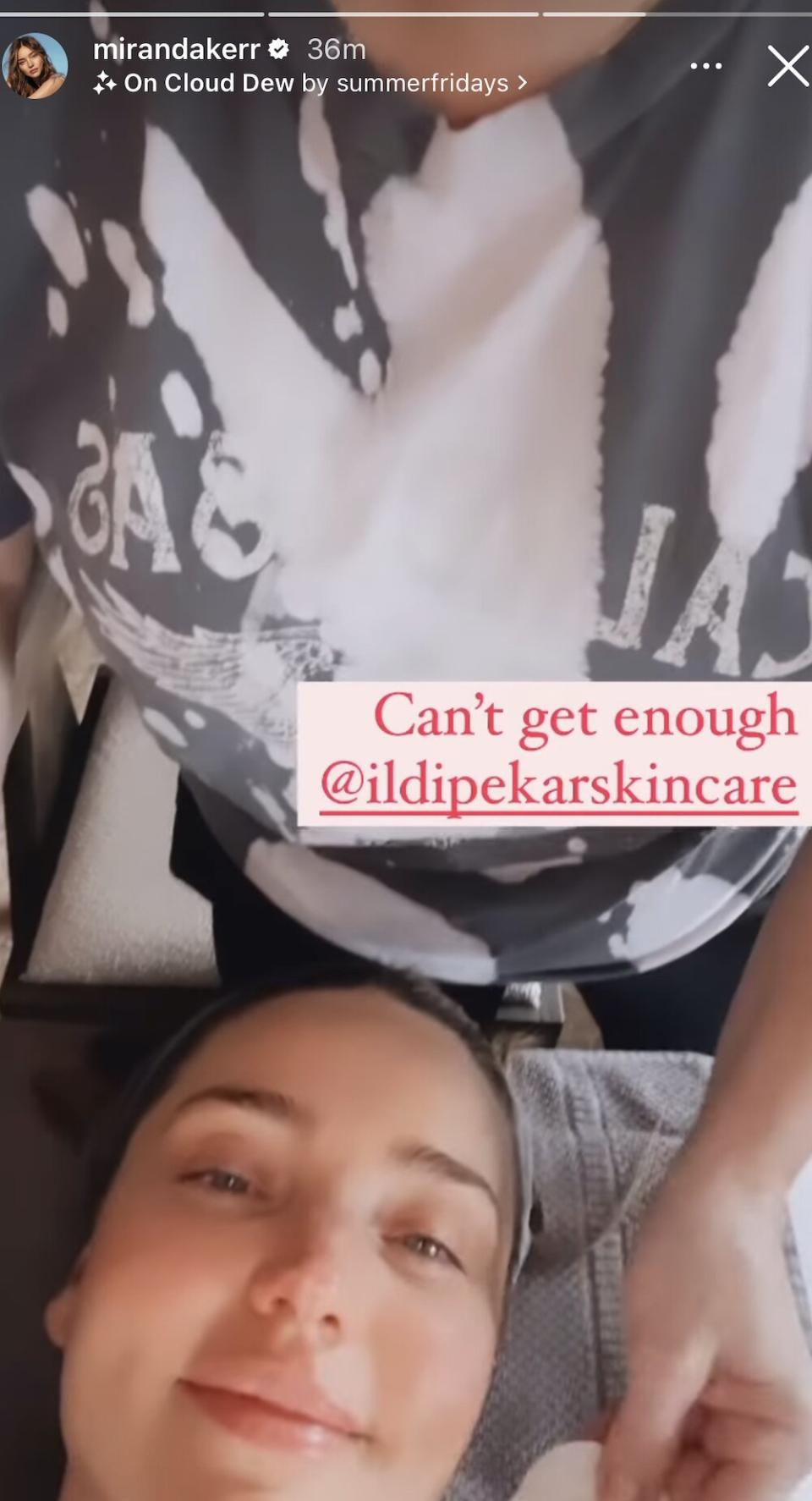 Miranda Kerr shows off her pre Met Gala facial routine on Instagram stories