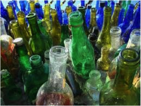 Bottles to be recycled into beads. 