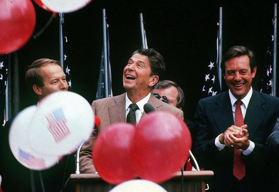 President Ronald Reagan speaks at the opening ceremony of the 1982 World's Fair in Knoxville.