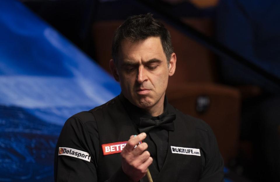 Ronnie O’Sullivan appeared troubled by his cue tip at stages during his quarter-final (Tim Goode/PA) (PA Wire)