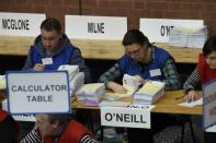 Tellers count ballots in the Northern Ireland assembly elections, in Ballymena, Northern Ireland March 3, 2017. REUTERS/Clodagh Kilcoyne