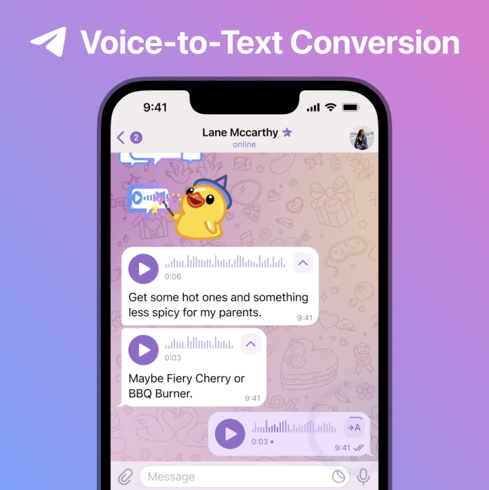 Telegram Premium voice to text conversion