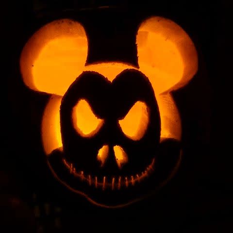 2) Halloween pumpkin ideas: Evil Mickey Mouse pumpkin