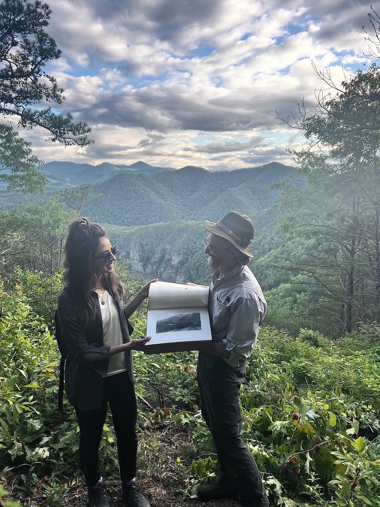 Sophia Michelen and Scott “Doc” Varn stand at the Smoky Mountain vantage point in Hot Springs.