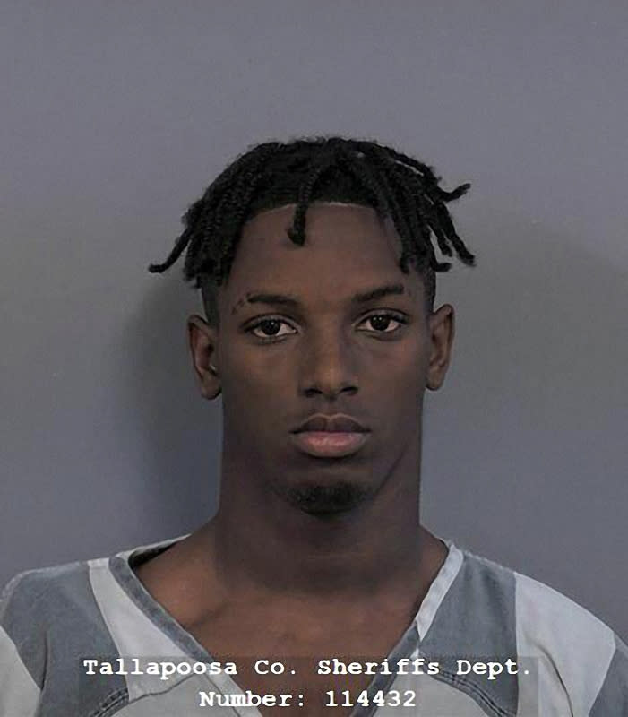 This photo provided by the Tallapoosa Co. Sheriffs Dept. shows Tyreese McCullough, 17. McCullough and Wilson Lamar Hilll, 20, have been arrested and charged with reckless murder in connection with a shooting that killed four young people at a Sweet Sixteen birthday party in rural Alabama, investigators announced Wednesday. April 19, 2023. (Tallapoosa Co. Sheriffs Dept. via AP)