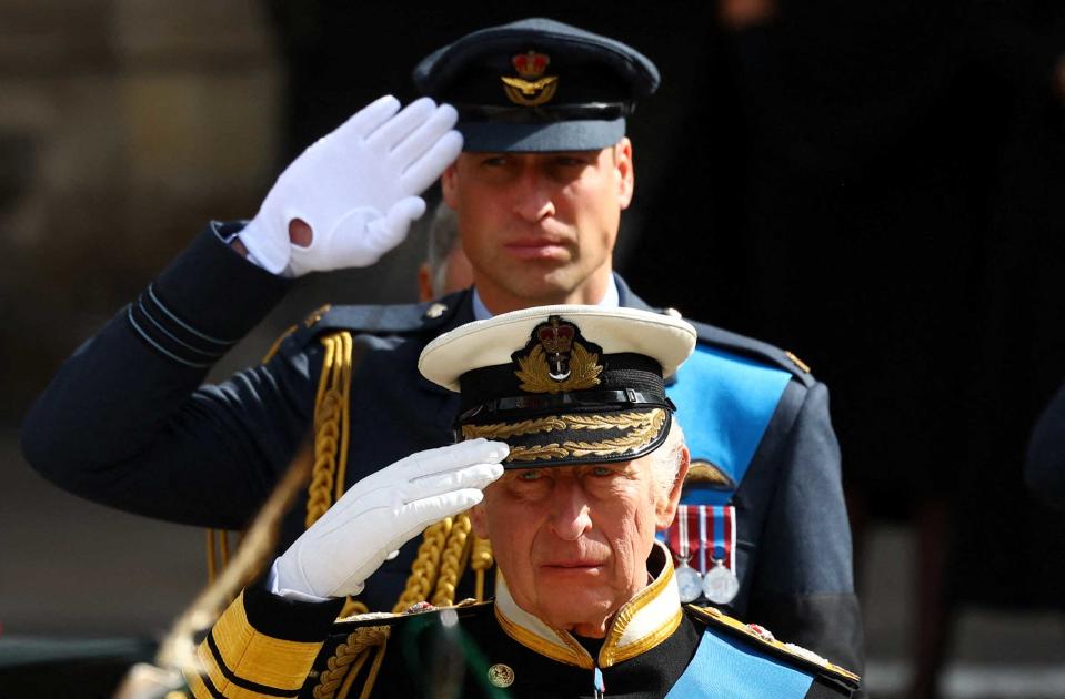 Britain's King Charles III and Britain's William, Prince of Wales attend the state funeral and burial of Britain's Queen Elizabeth, in London, Britain, September 19, 2022.<span class="copyright">Hannah McKay—Pool/AFP/Getty Images</span>