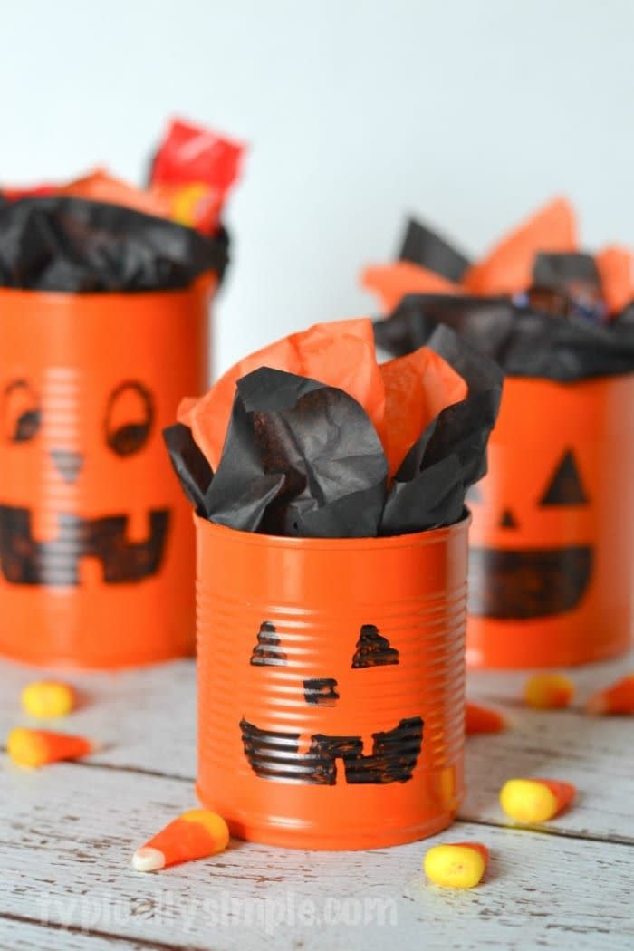 2) Tin Can Pumpkins