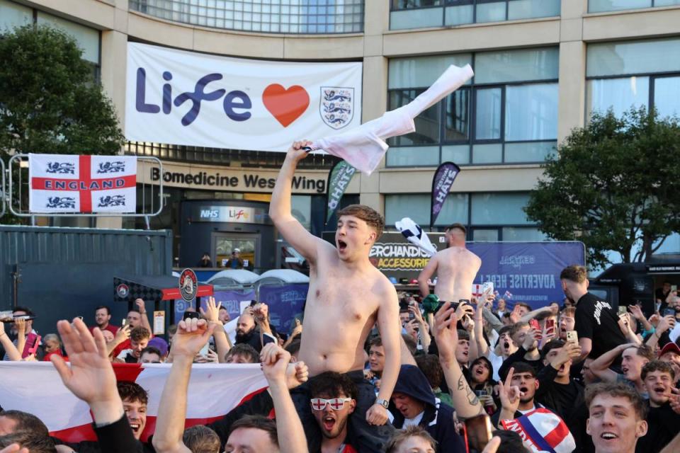 England fans at the Central Park fan zone in Newcastle <i>(Image: NORTH NEWS)</i>