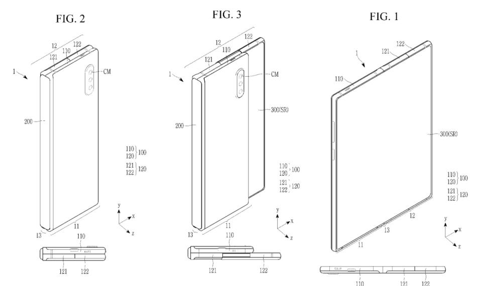 三星在美國取得結合可凹折螢幕與卷軸式螢幕的手機設計專利，可能用於下一款Galaxy Z Fold系列機種？
