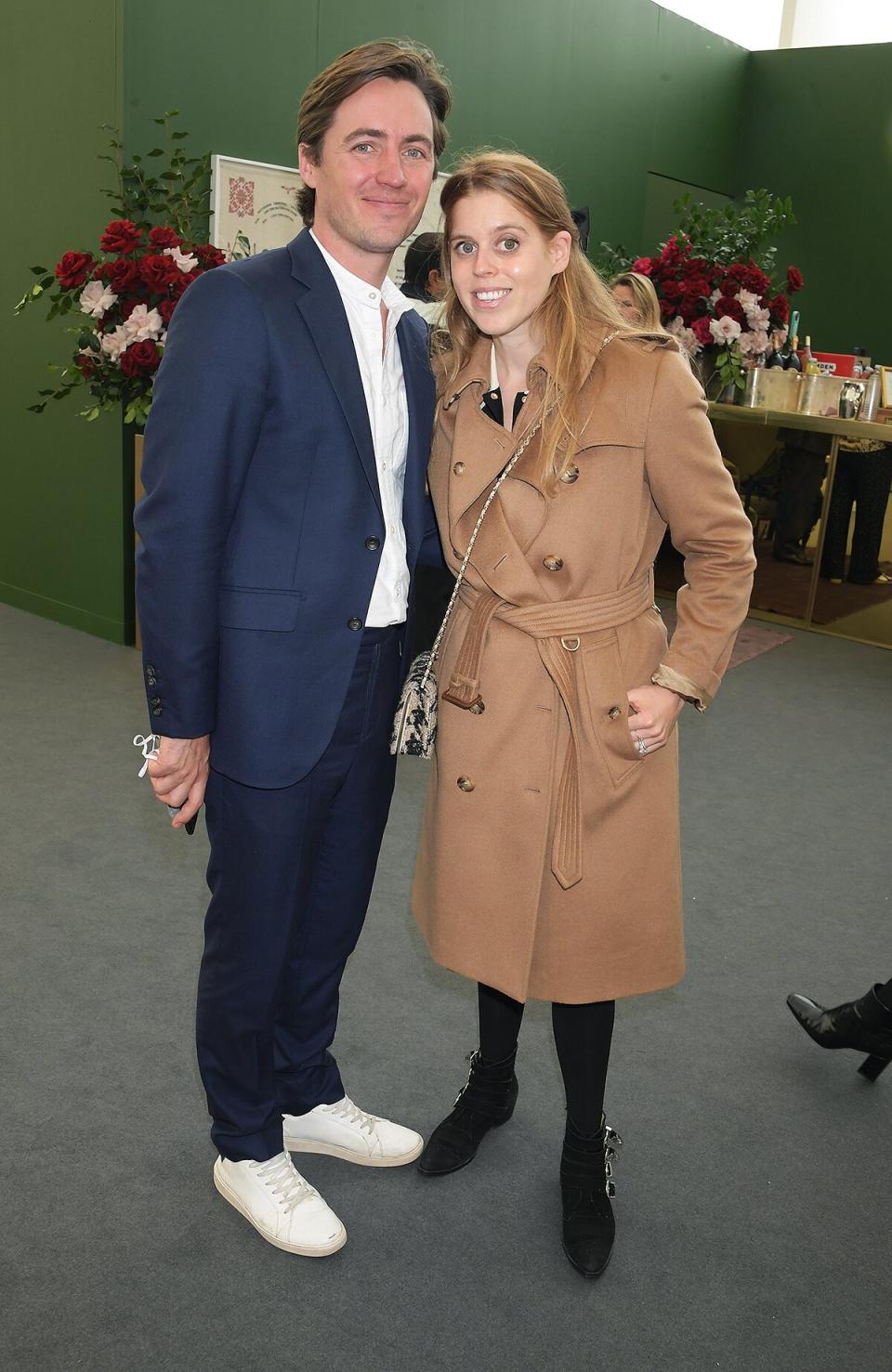 Edoardo Mapelli Mozzi and Princess Beatrice of York attend Ned's Club Lounge at Frieze London Art Fair at Regent's Park on October 13, 2021