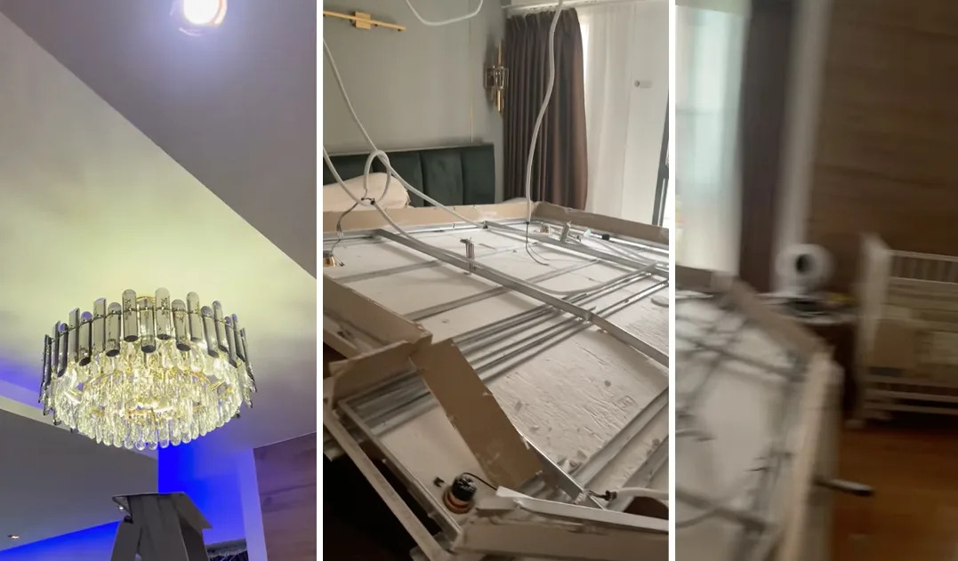 Some 50 screws had supported the four sides of a false ceiling that collapsed in a flat, said the contractor behind its installation. 