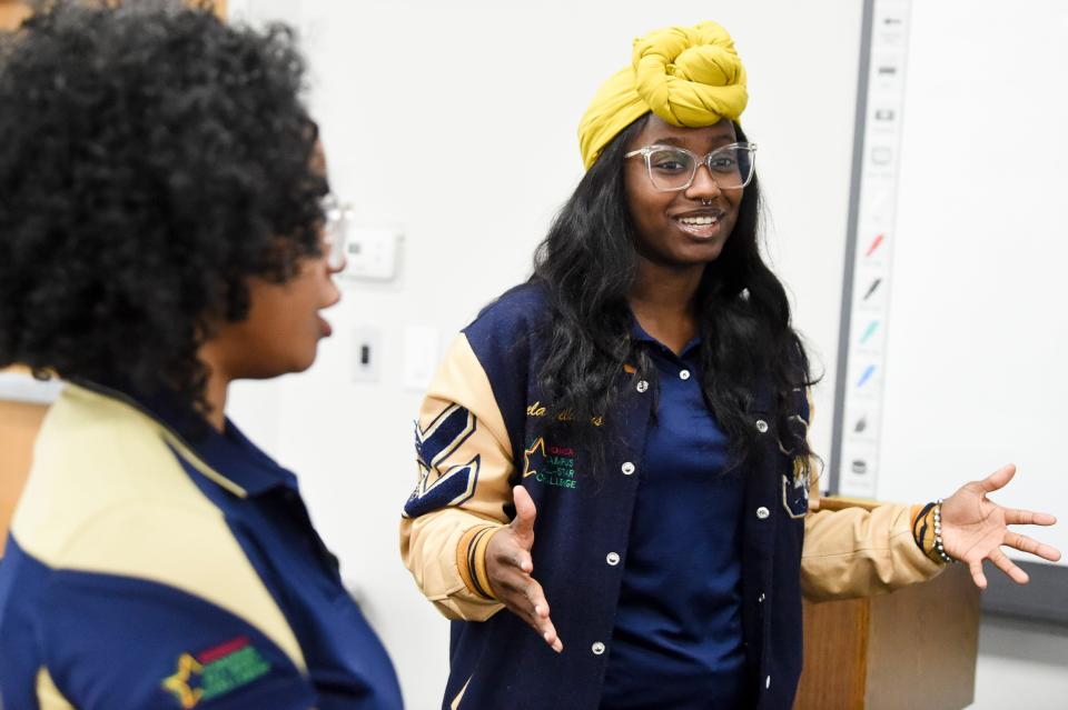 Jaela Williams of Huntsville on Thursday discusses her experience after Stillman College won the school's first national championship in the Honda Campus All-Star Challenge, an academic competition.