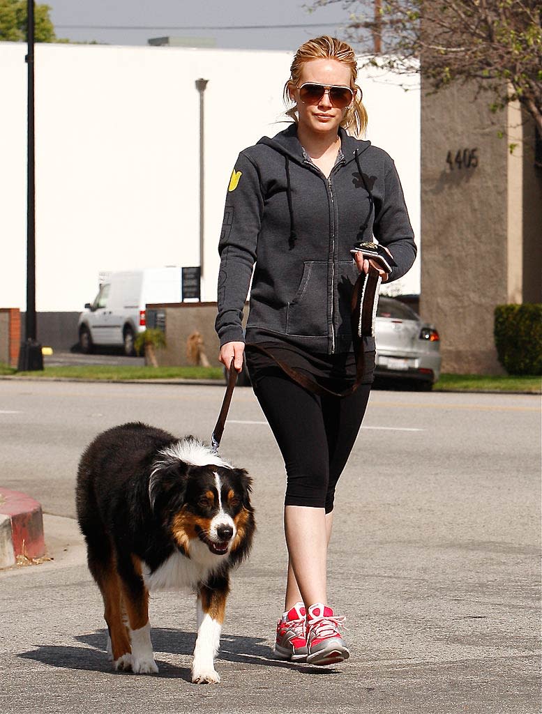 Duff Hilary Walks Dog