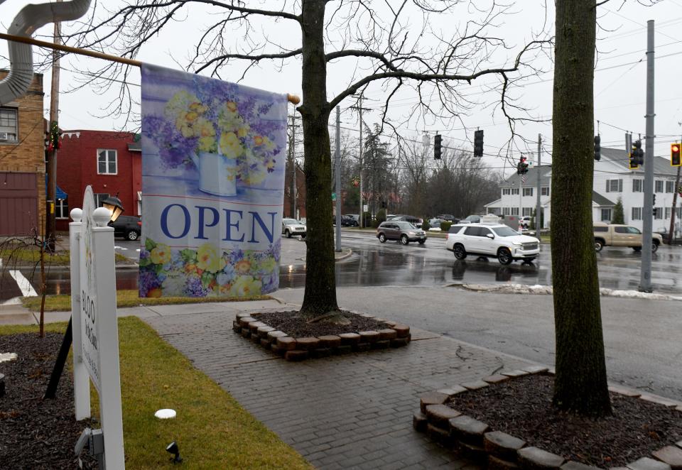 Bloom on the Square is one of the businesses which will be affected by the proposed roundabout at the intersection of Cleveland Ave. and State St. in Greentown. Wednesday, January 24, 2024.