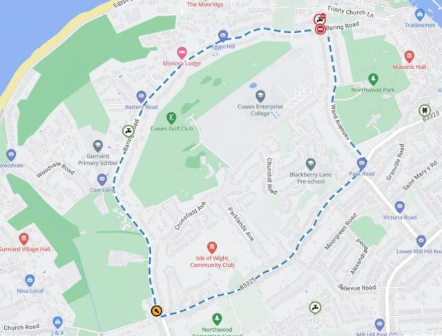 Isle of Wight County Press: The suggested diversion route.