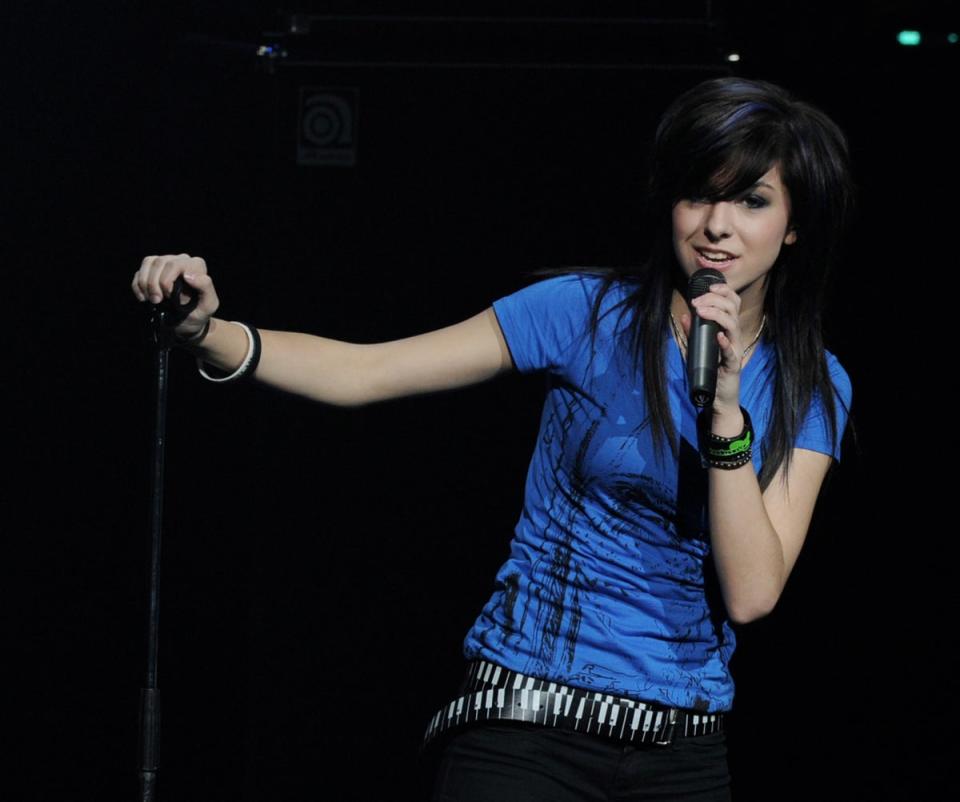 Christina Grimmie performs onstage at the 3rd Annual ‘Concert for Hope’ presented by Staples at the Gibson Amphitheatre on 20 March 2011 in Universal City, California (Kevin Winter/Getty Images)