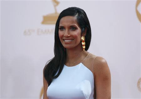 Television personality Padma Lakshmi, from Bravo Networks' "Top Chef," arrives at the 65th Primetime Emmy Awards in Los Angeles September 22, 2013. REUTERS/Mario Anzuoni (UNITED STATES - Tags: ENTERTAINMENT) (EMMYS-ARRIVALS)