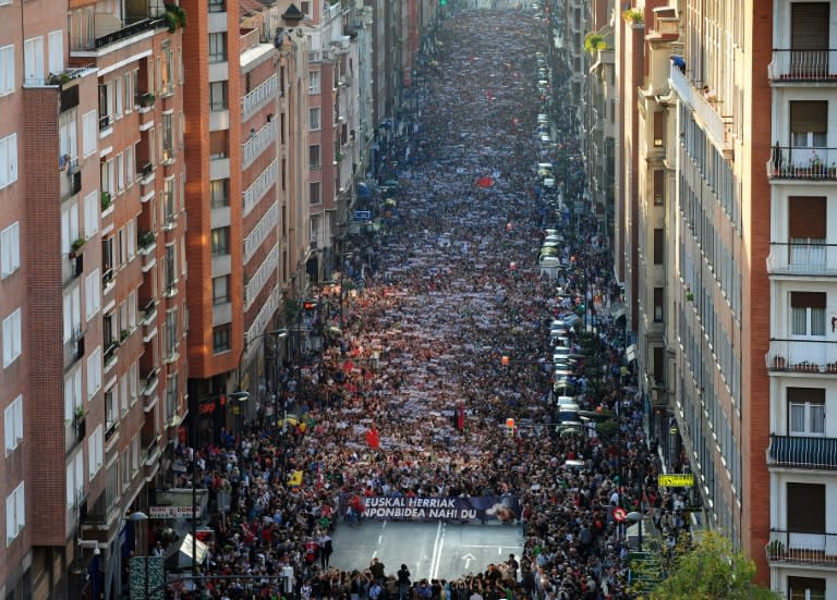 Thousands of people marched in October 2011 in Bilbao for a political solution to the Basque conflict