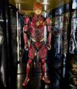 <p>Ezra Miller’s scarlet speedster slowed down enough for us to get a good look at his supersuit,<br> crafted to harness the Speed Force. (Photo: Marcus Errico/Yahoo Movies) </p>