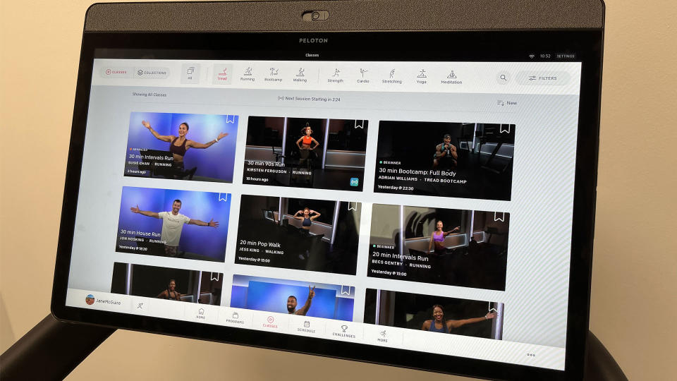 Peloton app shown on a Peloton Tread screen