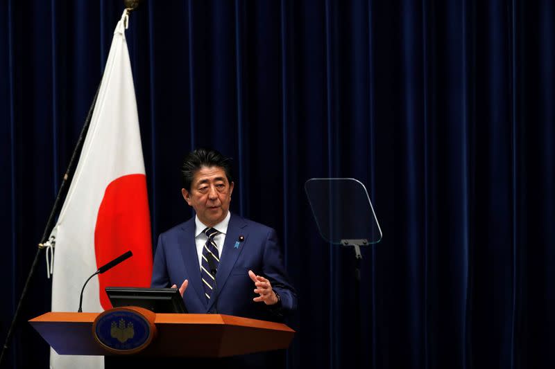 Japan's PM Abe holds news conference on coronavirus disease (COVID-19) in Japan