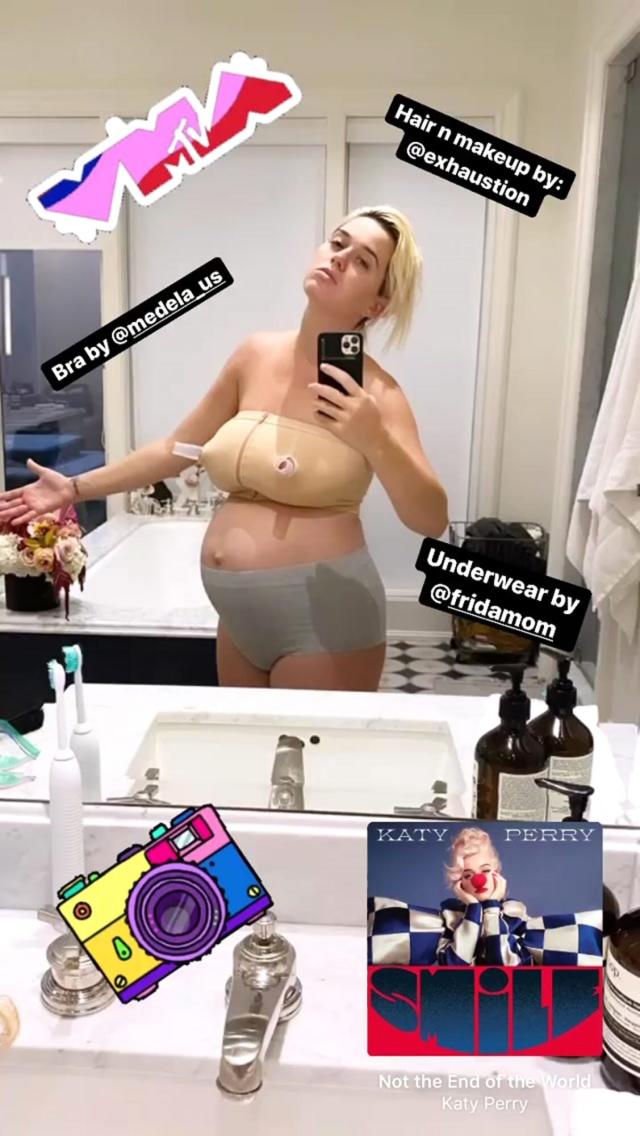 Katy Perry Shows Off Her Post-Baby Body as She Poses in a Nursing Bra and  Maternity Underwear - Yahoo Sports
