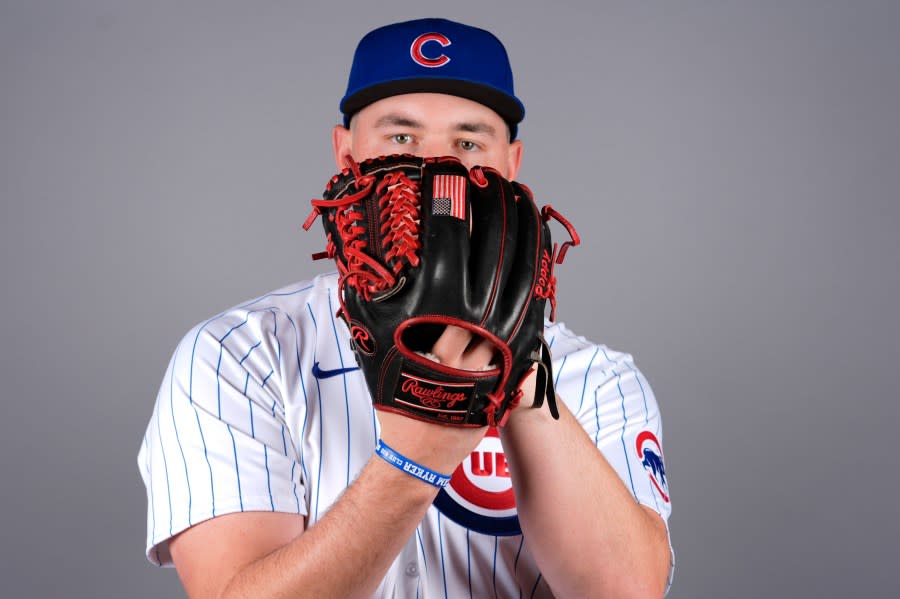 This is a 2024 photo of Luke Little of the Chicago Cubs baseball team. This image reflects the Chicago Cubs’ active roster as of Tuesday, Feb. 20, 2024, when this image was taken in Mesa, Ariz. (AP Photo/Matt York)