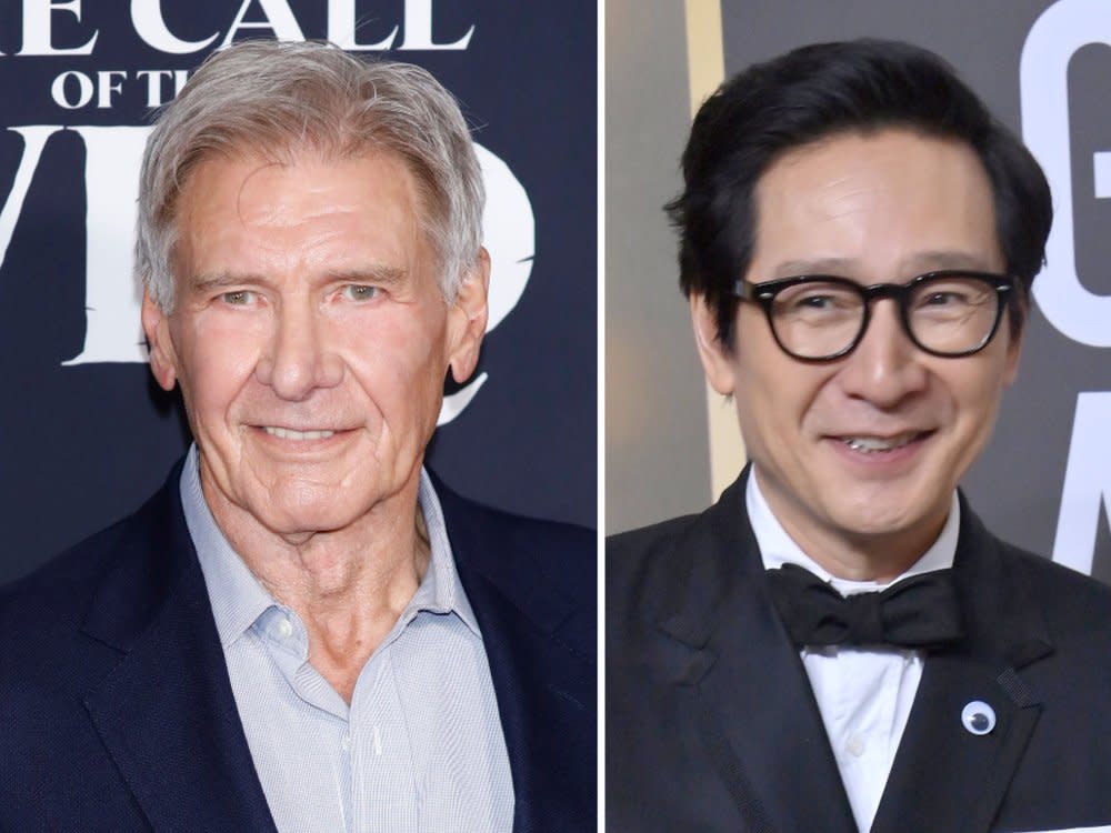 Harrison Ford (l.) freut sich für Ke Huy Quan. (Bild: Kathy Hutchins/Shutterstock.com / imago images/UPI Photo/Jim Ruymen)