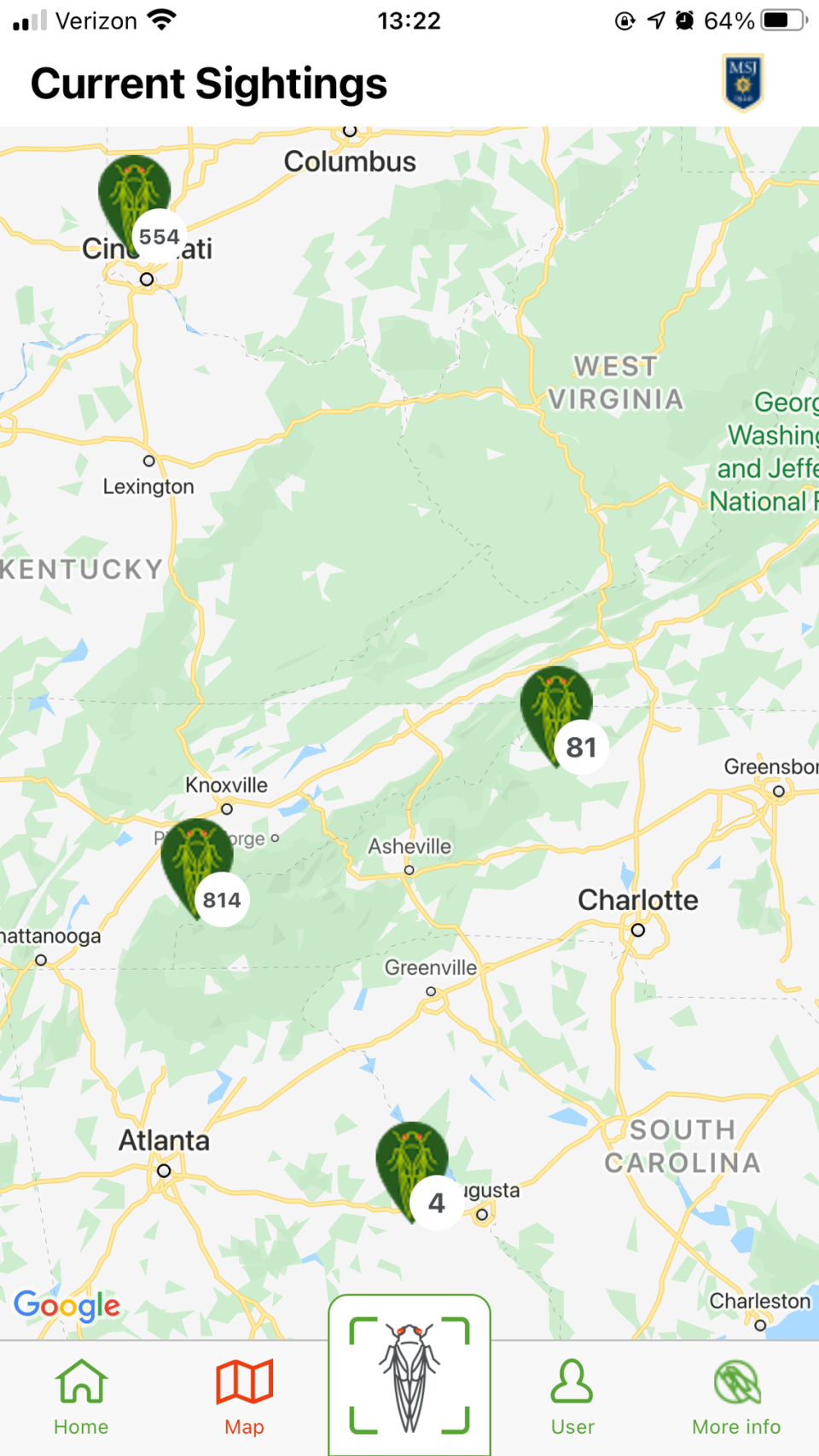 Most of the Brood X sightings in North Carolina appear to have occurred near Wilkesboro.