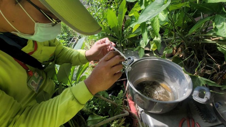 杜蘇芮颱風影響連日降雨，衛生局提醒民眾清除各類容器積水，不讓病媒蚊有機可乘。　=（記者王正平翻攝）