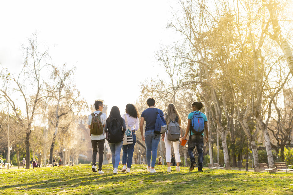 Group of kids walking around