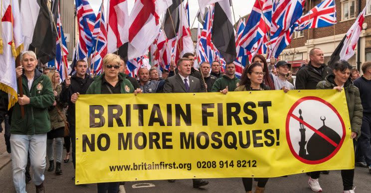 The rapper attended a Britain First rally.