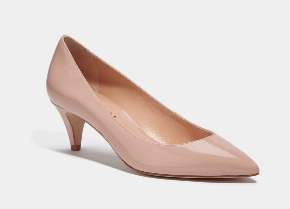 product photo of blush Sloane Pump. Image via Coach.