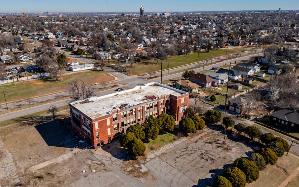 The former Whittier School, 1900 NW 10, stands abandoned and blighted surrounded by the Metro Park neighborhood and just south of the Classen-10-Penn neighborhood.