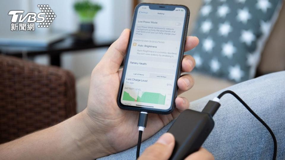 有國外用戶碰到iPhone 15連接行動電源卻變成「反向充電」的狀況。（示意圖／shutterstock達志影像）