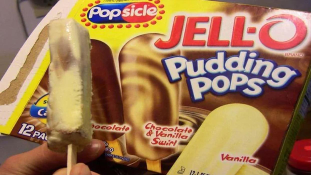 Jell-O Pudding Pops box with swirl pop shown