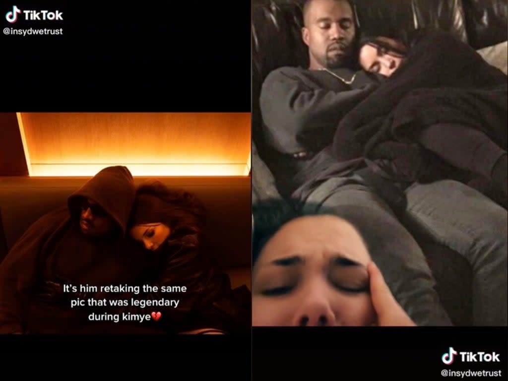 TikToker claims Kanye West recreated photo from marriage to Kim Kardashian with Julia Fox (TikTok / @insydwetrust)