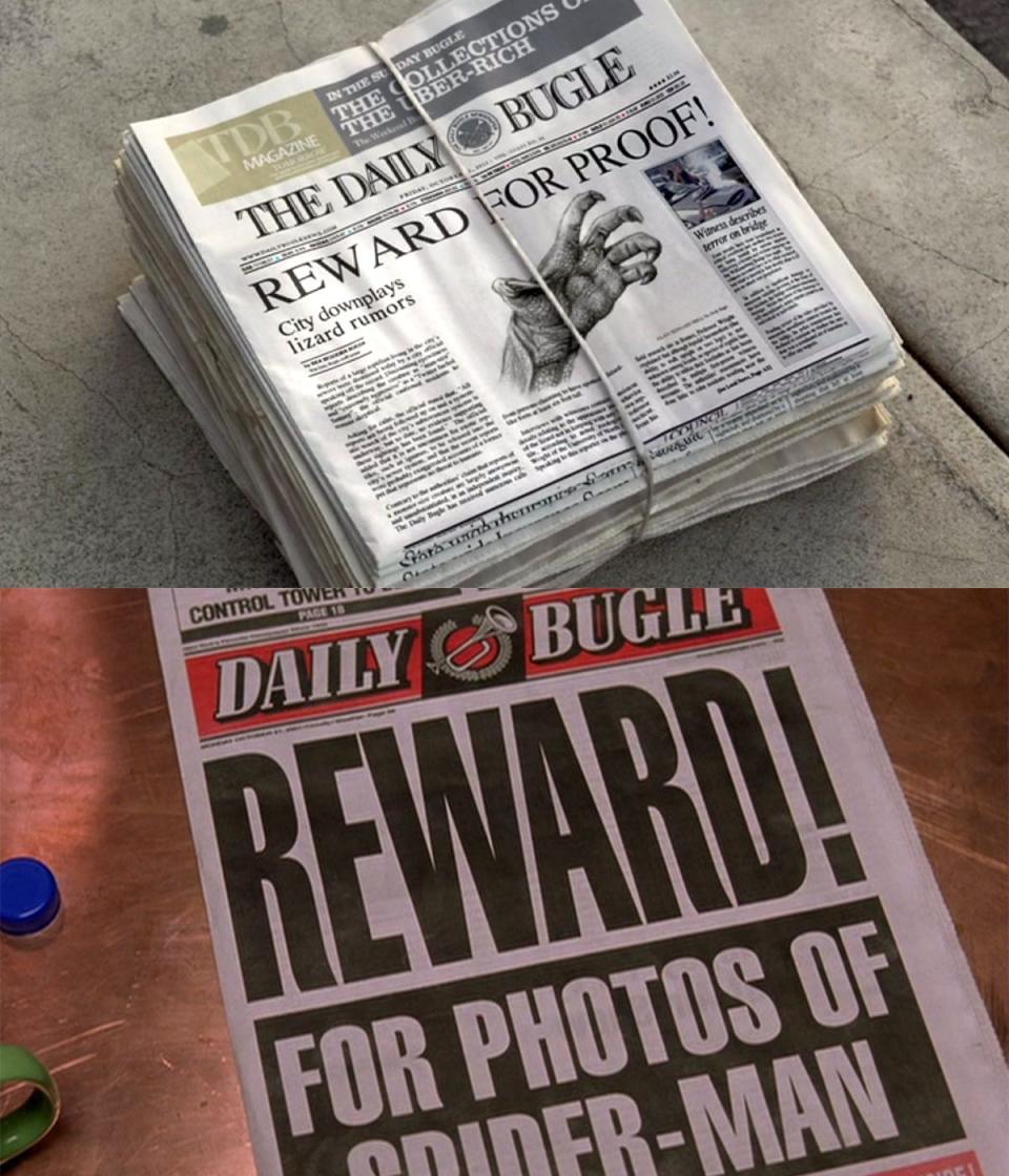 Copies of The Daily Bugle newspaper in "The Amazing Spider-Man" and "Spider-Man."