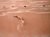 <p>A dune buggy practices before a race at the annual Moreeb Dune Festival on Jan. 1 in the Liwa desert. (Photo: Karim Sahib/AFP/Getty Images) </p>