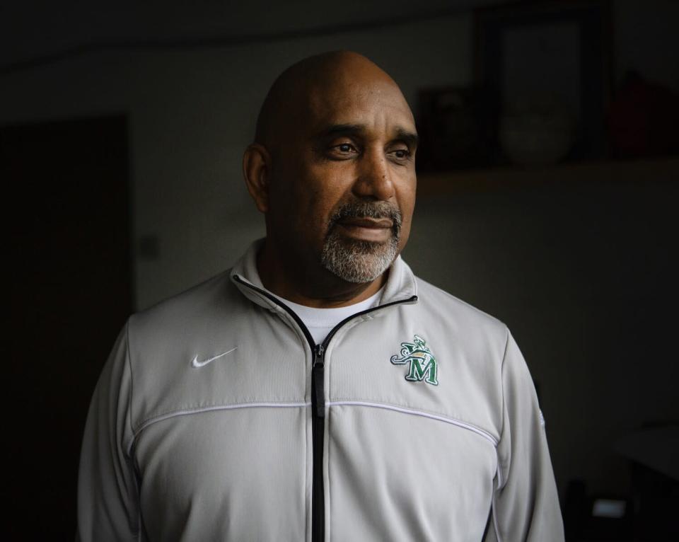 St. Mary-St. Vincent High boys' basketball coach Dru Joyce II poses for a photo.