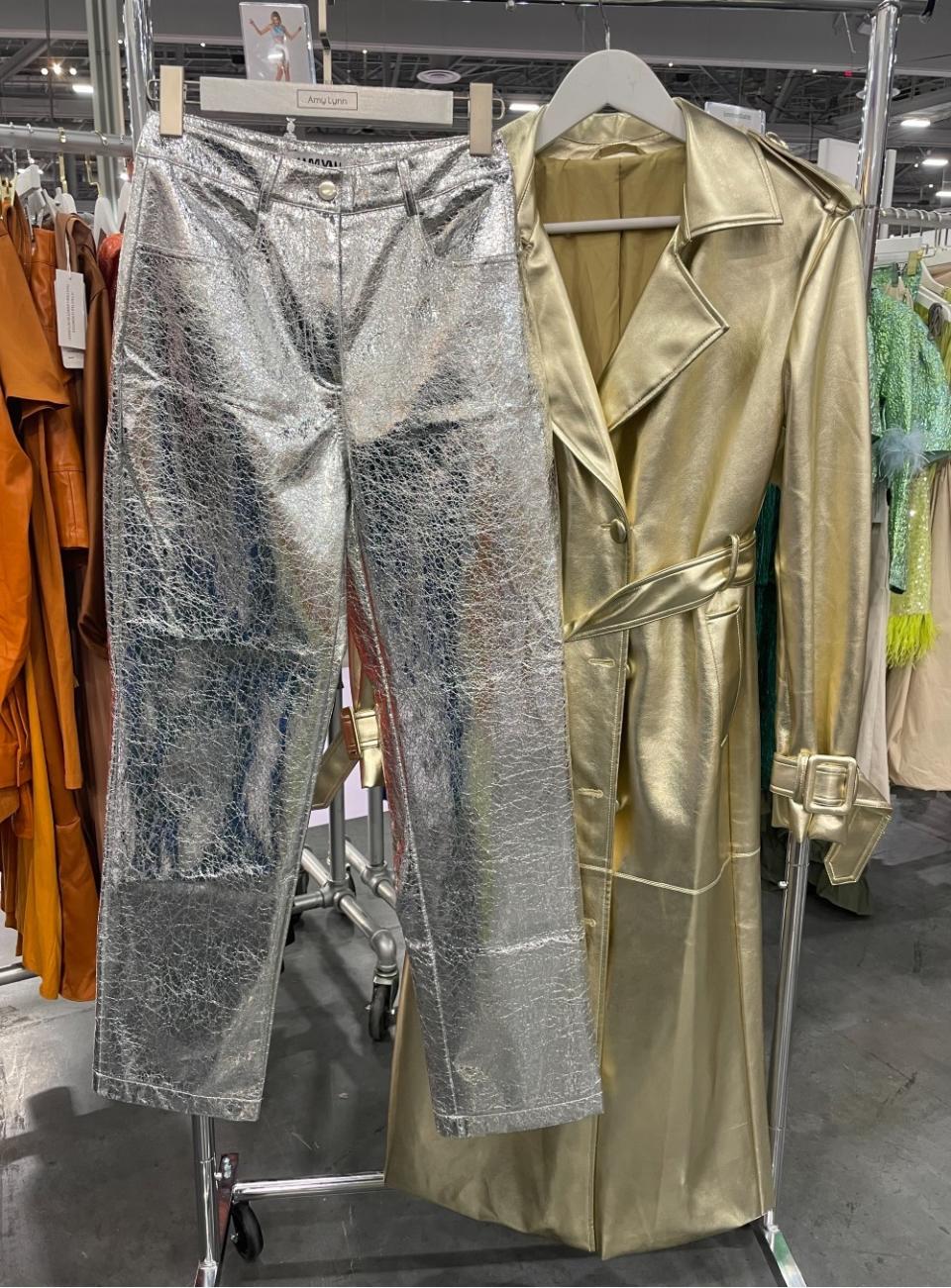 Metallic faux leather pants and jacket by AmyLynn.