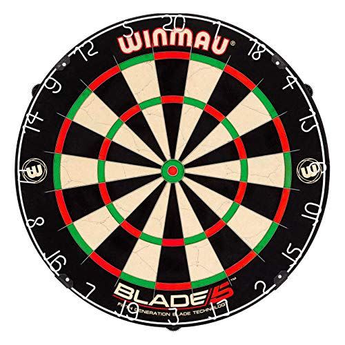 1) Winmau Blade 5 Bristle Dartboard with All-New Thinner Wiring for Higher Scoring and Reduced Bounce-Outs