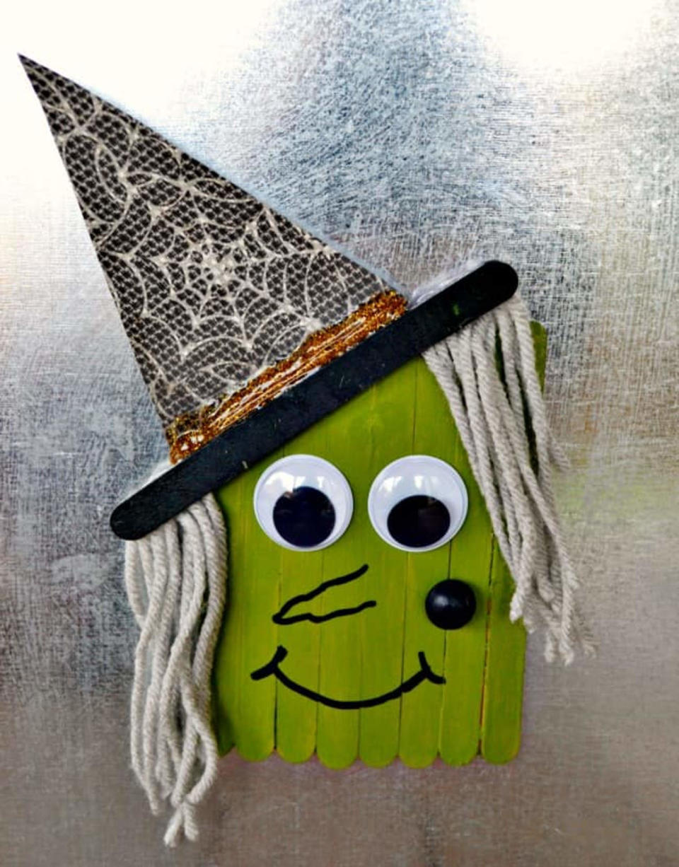 popsicle stick witch magnet halloween crafts for kids (Today's Creative Ideas )