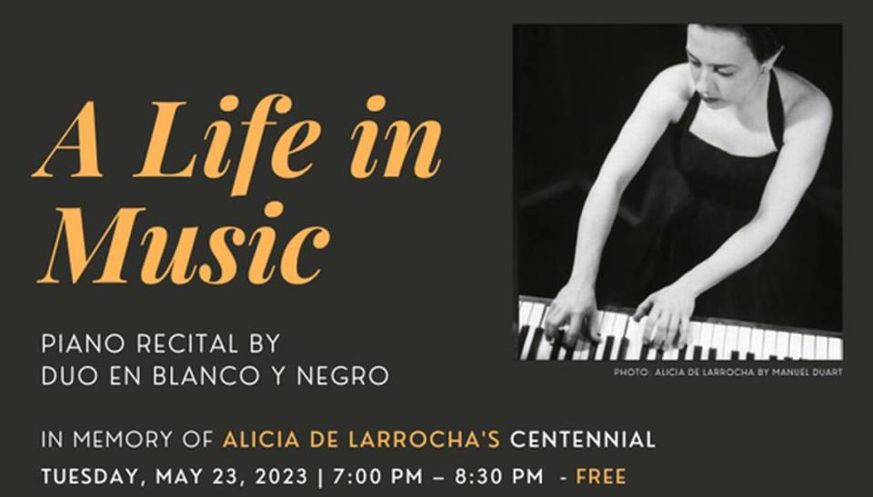 Recital de piano de Alicia De La Rocha en el Museo de Coral Gables.