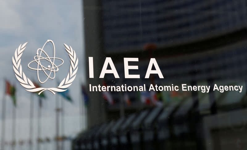 FILE PHOTO: The logo of the International Atomic Energy Agency (IAEA) is seen at the organisation's headquarters in Vienna