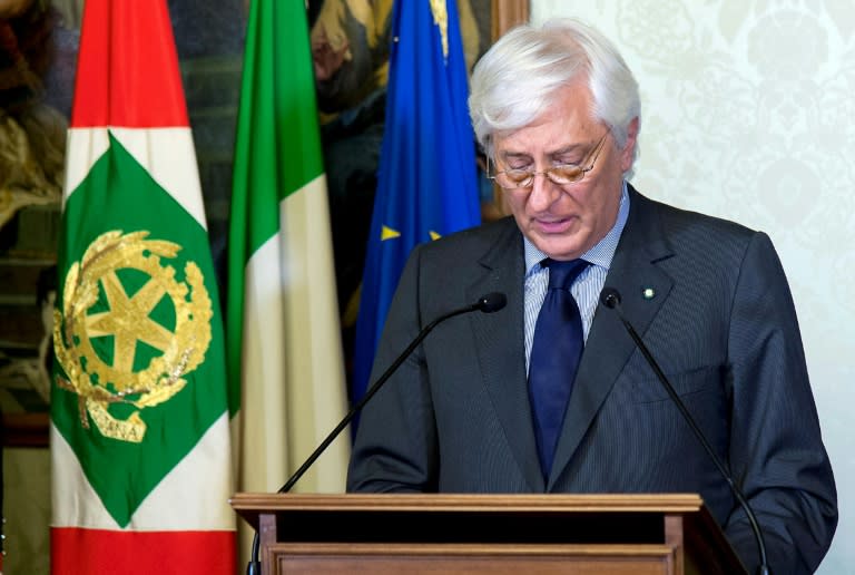 The general secretary of the Presidency Ugo Zampetti announcing the resignation of Italy's Prime Minister Matteo renzi on December 7, 2016 at the Quirinale