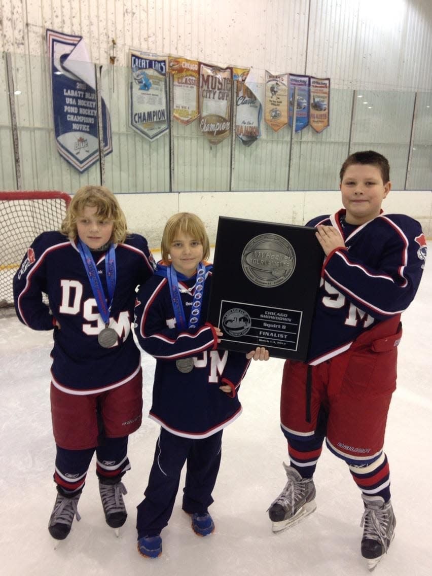 Cade Borud (far right) was always the tallest skater on the team, even when he was younger.