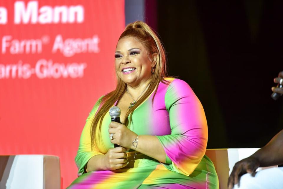 Tamela Mann speaks during the 2019 ESSENCE Festival Presented By Coca-Cola at Ernest N. Morial Convention Center on July 05, 2019 in New Orleans, Louisiana. (Photo by Paras Griffin/Getty Images for ESSENCE)