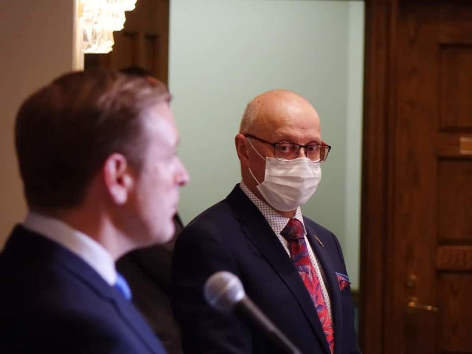 Newfoundland and Labrador Premier Andrew Furey said he still has confidence in Health Minister John Haggie following calls for the minister's resignation last week. (Patrick Butler/CBC - image credit)