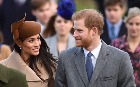 Prince Harry and Meghan Markle at Sandringham - Credit: PA
